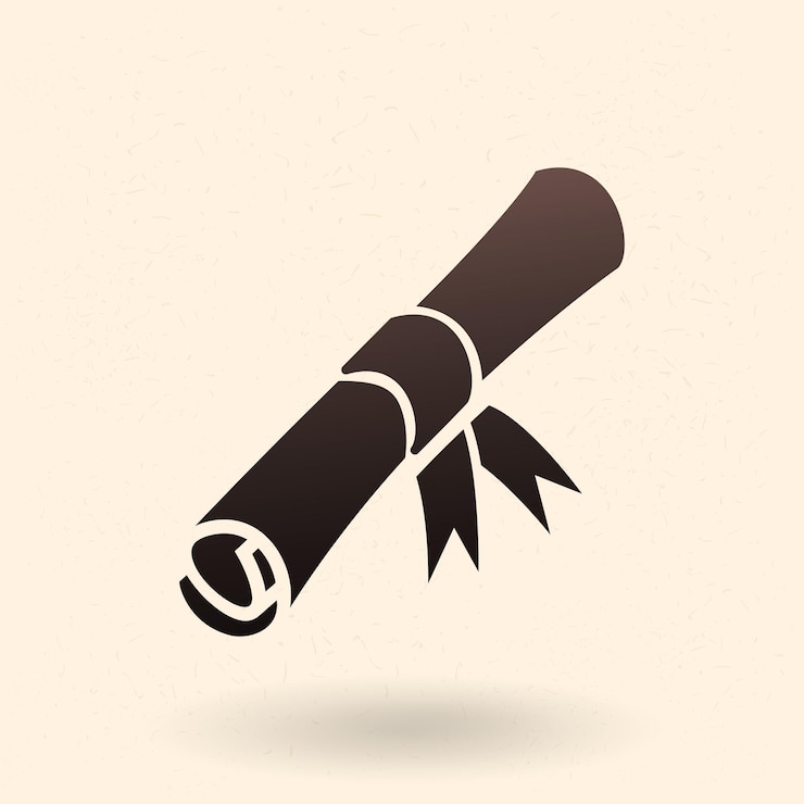 Vector vector black silhouette icon diploma scroll