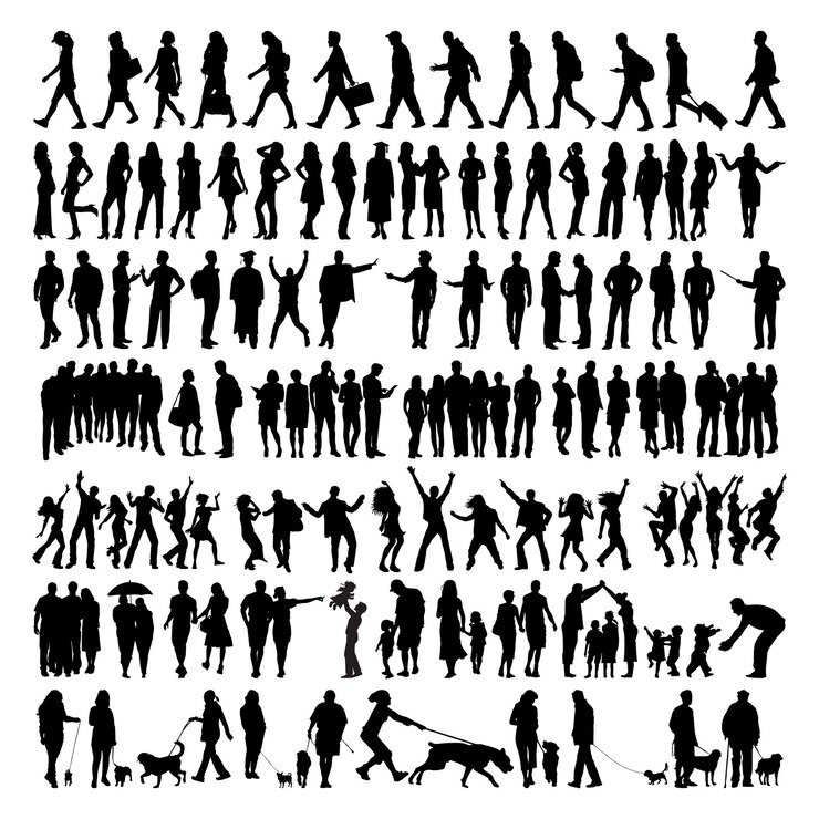 Vector ベクトルの黒いシルエットの人々の活動
