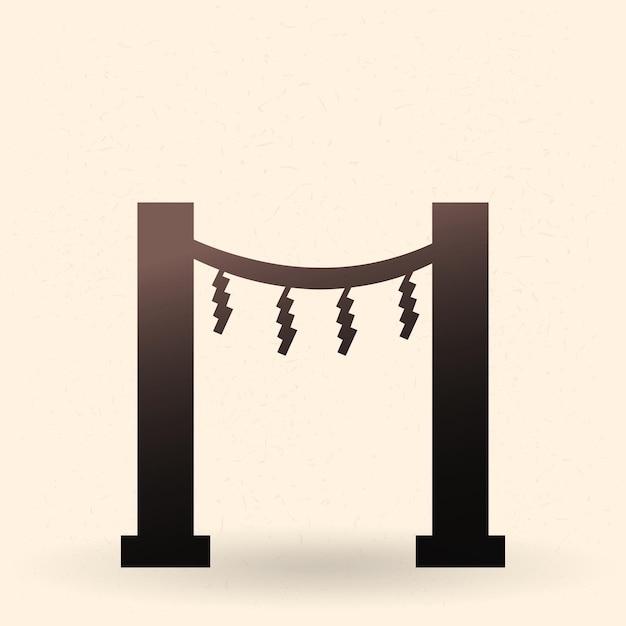 Vector Black Silhouette Shinto Torii Gate Icon