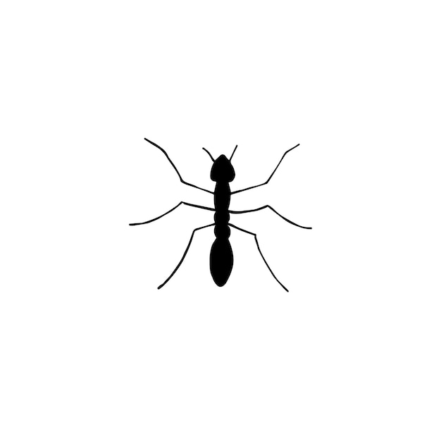Siluetta della formica di schizzo nero di vettore