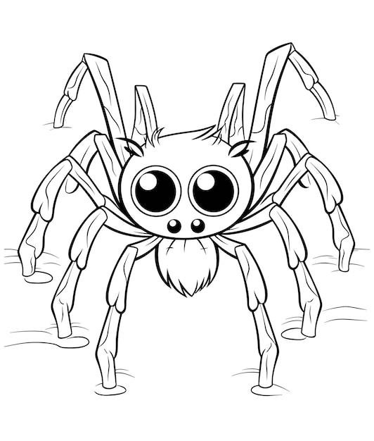 Vector black spider cartoon isolated