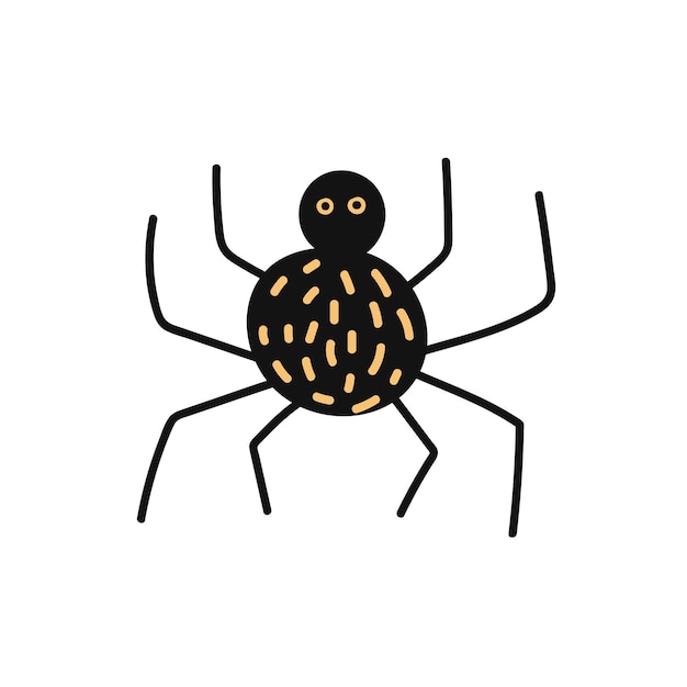 Clipart di ragno nero vettoriale illustrazione di ragno carino disegnato a mano