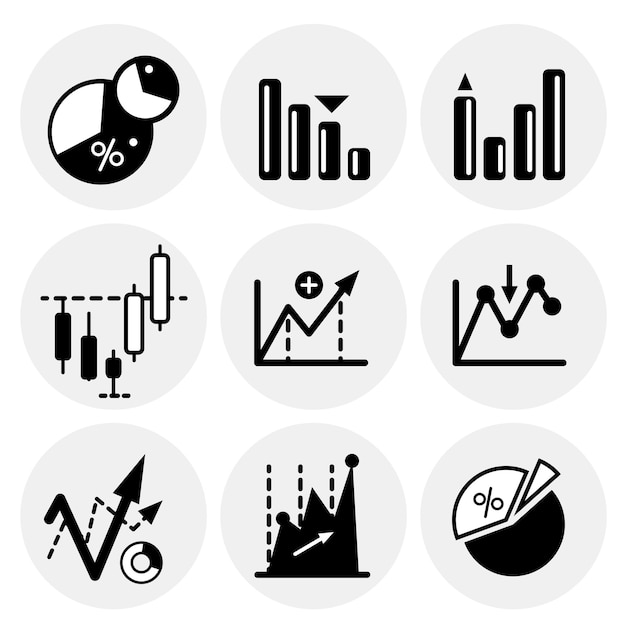 Vector black statistics icons