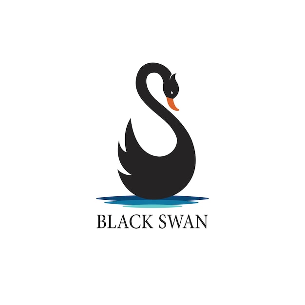 Vector of black swan design on white background. Wild Animals. Birds. Swans logo or icon. Easy editable layered vector illustration.