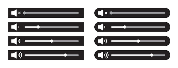 Vettore set di slider di volume nero vettoriale