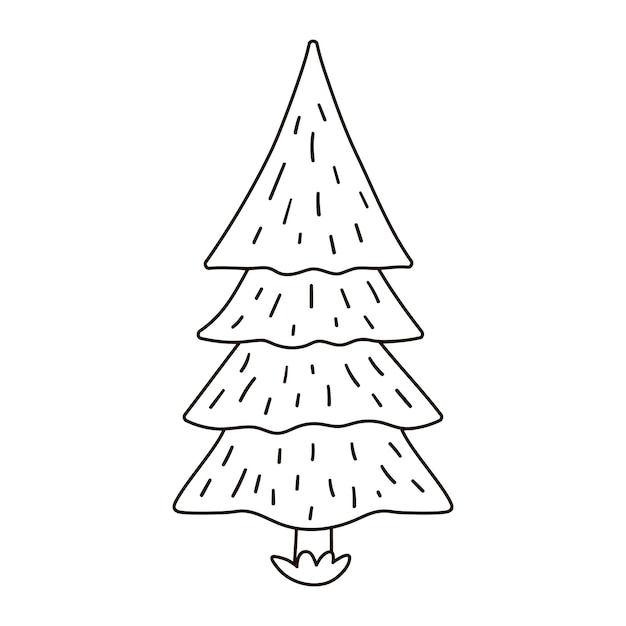 Vector black and white fir tree Outline spring woodland or farm evergreen plant illustration Christmas tree line art iconxA