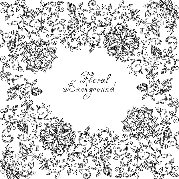 Vector black and white floral pattern