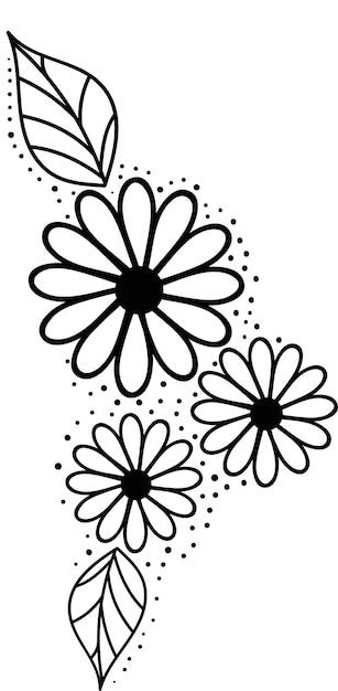 Vector black and white flowers Coloring book with vector colors Draw an abstract flower Vector