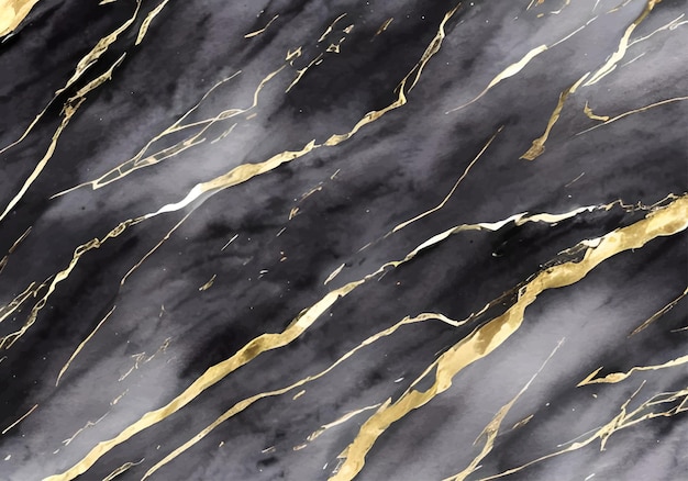 Vector black white gold marble painting watercolor background