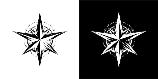 Vector Black and White Grunge Star