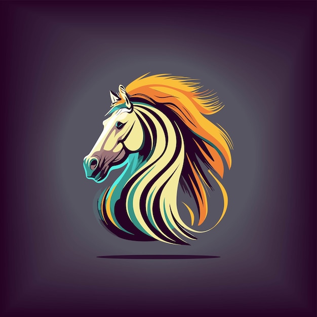 Vector black and white horse illustration