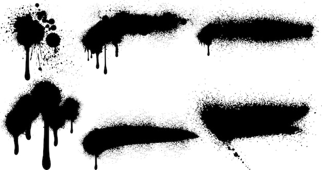 Vector vector black and white ink splash, blot and brush stroke grunge textured element.