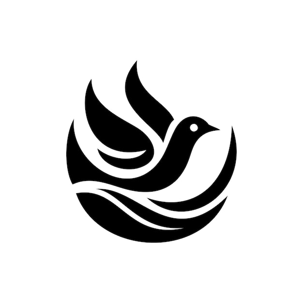 ベクターの黒と白の鳥のロゴ