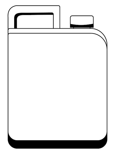 흰색 배경에 격리된 모자 선화 스타일의 벡터 흑백 플라스틱 연료 캔
