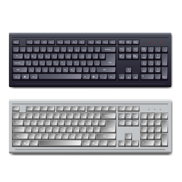 터 블랙 앤 화이트 리얼리스트 PC 키보드 3D 리얼리즘 키보드