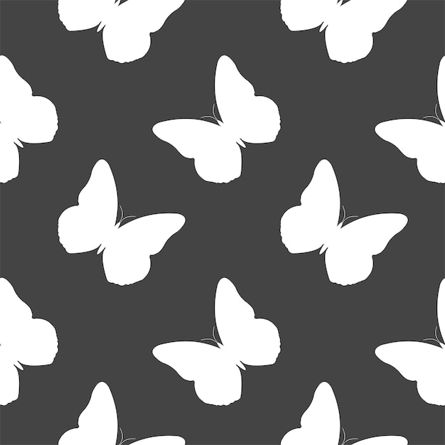 Vector black and white seamless butterfly pattern