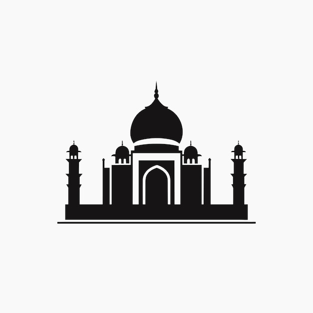 Vector vector of a black and white silhouette of a mosque