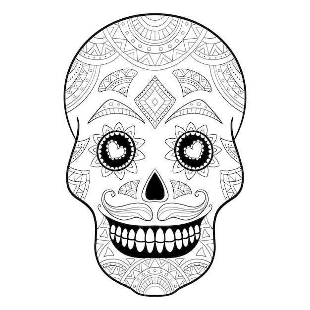 Vector vector black and white sugar skull illustration