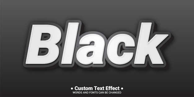Vector black white text 3d style editable text effect