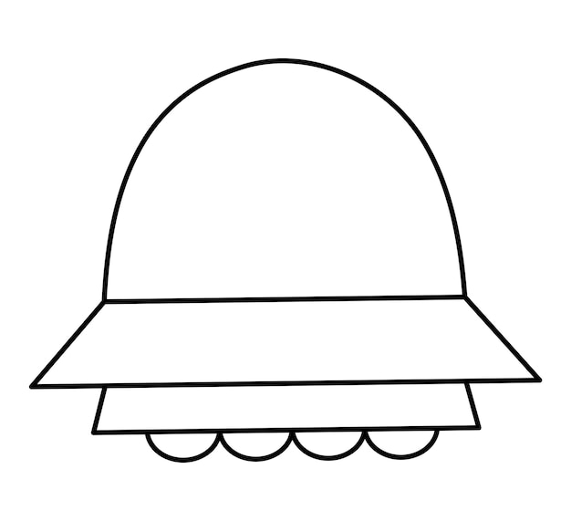 Vector black and white UFO illustration for children Outline flying saucer icon isolated on white background Space coloring page for kids