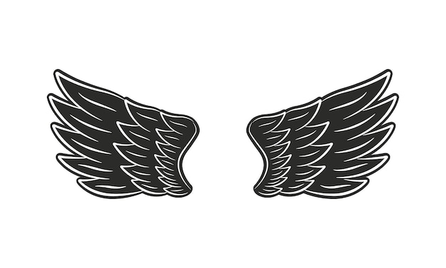 ベクトル黒い翼トレンディなレトロなスタイルのデザイン エンブレム ポスターの要素
