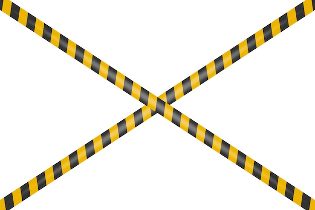 Vettore vettore nero e giallo avviso di pericolo stop tape isolato su sfondo bianco orizzontale