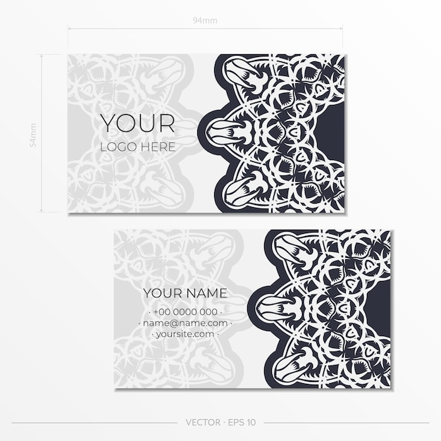 Vector blackwhite-visitekaartjesvoorbereiding met abstract ornament sjabloon voor afdrukontwerpvisitekaartje met monogrampatronen