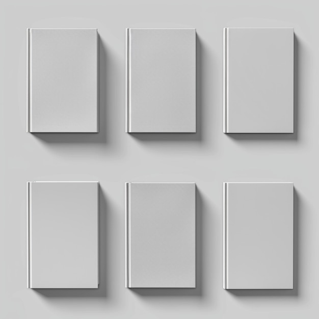Vector blank boek omslag mockup sjabloon witte platte set gesloten boekje 3d lay-out grijs papier voorkant tex