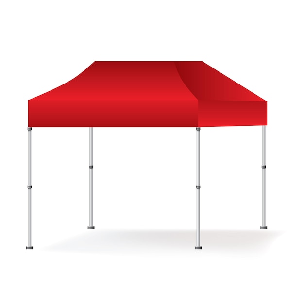 Vector Blank outdoor red marquee tent booth mock up isolated on white background