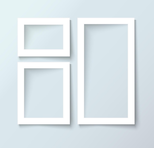 Vector blank photo frames with empty space for image and text, realistic vector