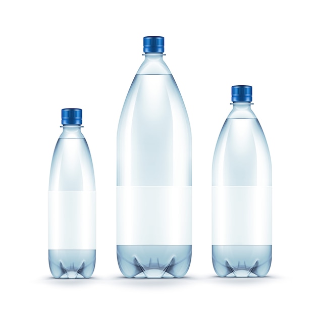 vector blank plastic blue water bottle isolated