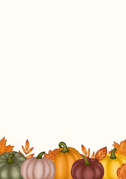 Vector vector blank with orange pumpkins and autumn leaves template