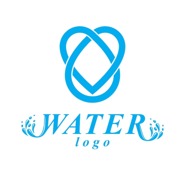 Vector blauw helder waterdruppel logo voor gebruik als marketing design symbool. Mens en natuur harmonie concept.