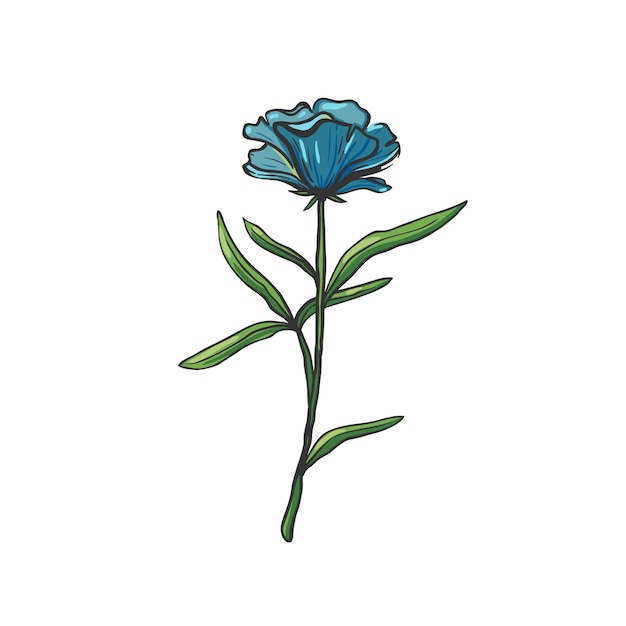 Vector vector blauwe bloem. blauwe bloem geïsoleerd op wit, vectorillustratie.