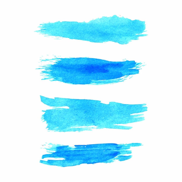 Vector blauwe inkt aquarel penseel textuur set Blauwe vector inkt penseelstreek collectie