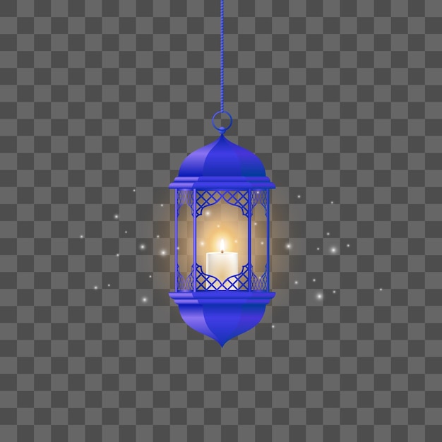 Vector blauwe vintage lichtgevende lantaarns Arabische glanzende lampen geïsoleerd hangende realistische lampen
