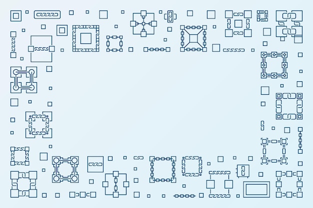 Vector Blockchain concept horizontale lijn minimale frame