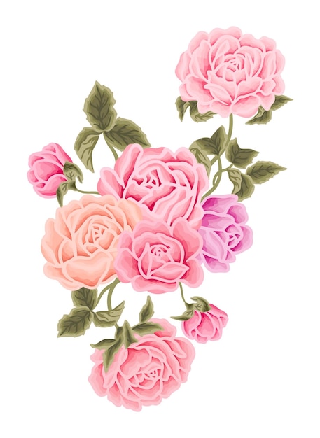 Vector bloemboeket illustratie arrangement met Rose Peony Floral Bud bladtak