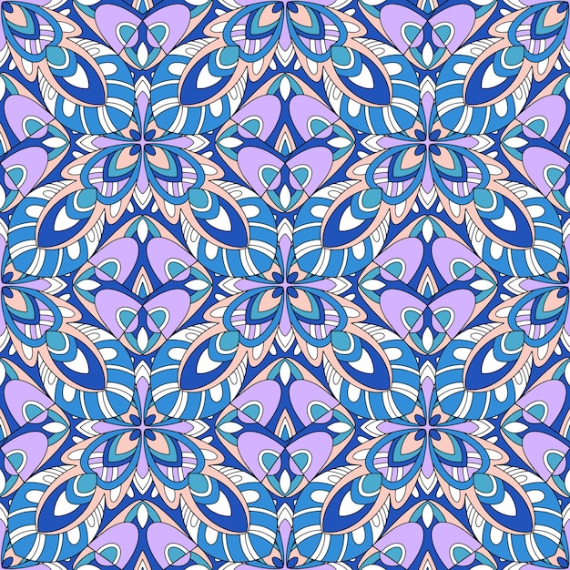 Vector bloemen en geometrische achtergrond naadloze patroon. Tribal etnische sieraad. Arabisch Indisch motief, de textuur van de kantstof.