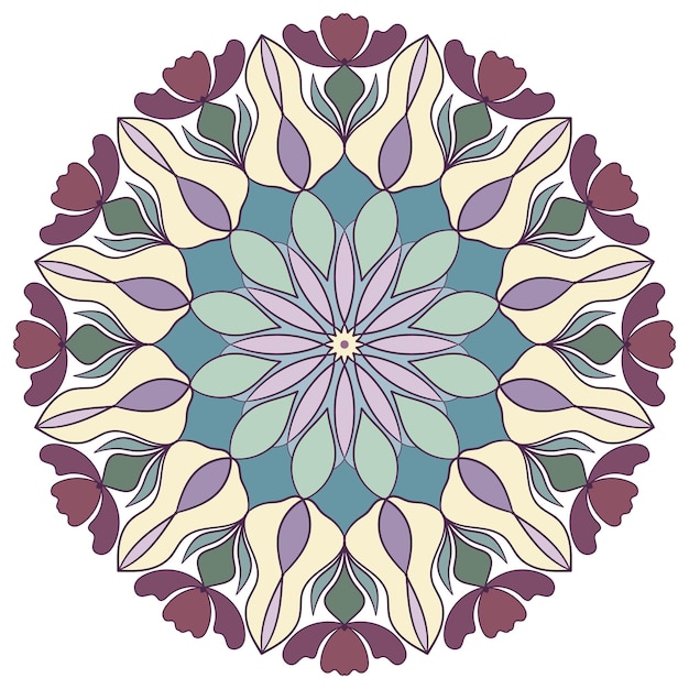 Vector bloemenmandala gekleurd rond patroon in etnische stammenstijl Decoratieve mooie ornament