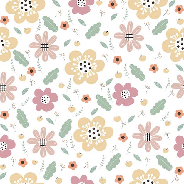 Vector bloemenpatroon met bloemen en bladeren