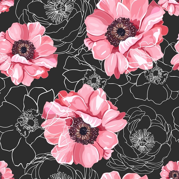 Vector bloemmotief Delicate ambachtelijke kleuren van tropische bloemen voor afdrukken op printpapier textiel sportkleding