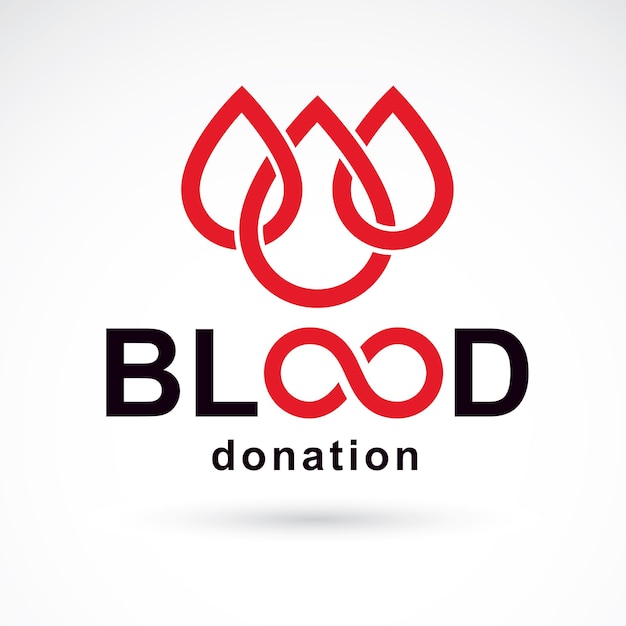 Vector blood donation inscription created with limitless symbol. Save life and donate blood conceptual illustration.