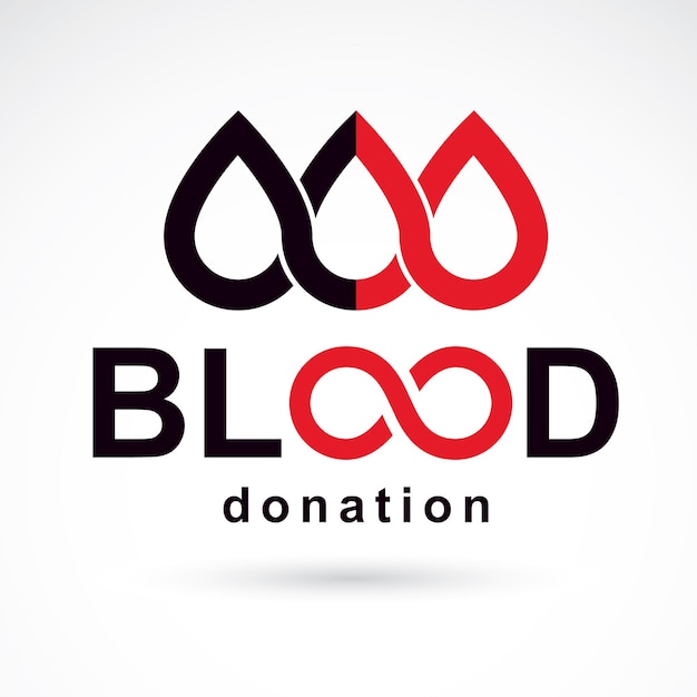 Vector blood donation inscription created with limitless symbol. Save life and donate blood conceptual illustration.