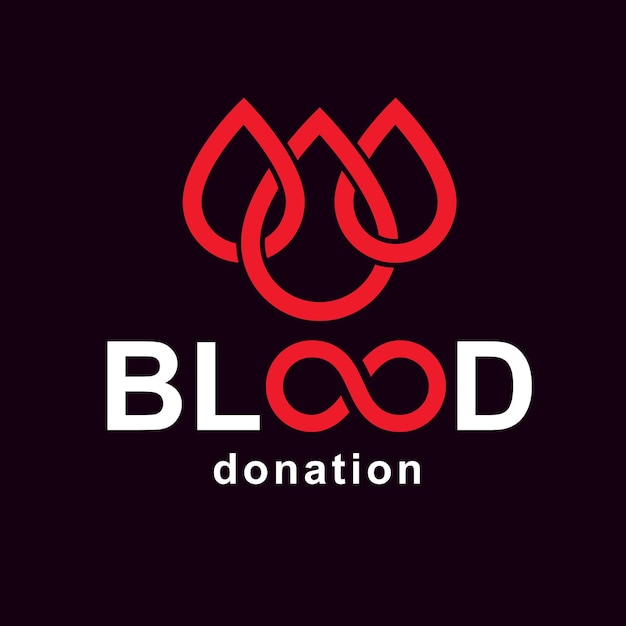 Vector blood donation inscription created with limitless symbol. Save life and donate blood conceptual illustration.