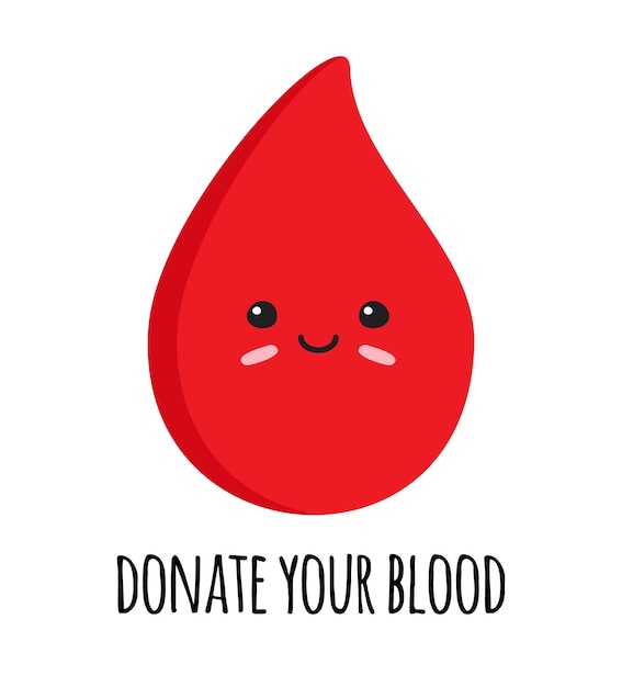 Vector vector blood drop with face and donate your blood