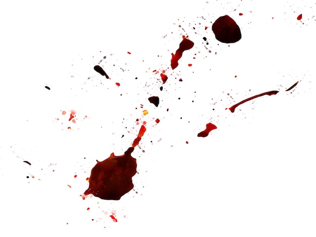 Vector of blood splatter stain overlay isolated on white background.