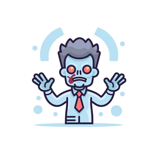 Vector vector of a bloody faced man wearing a tie in a flat icon style