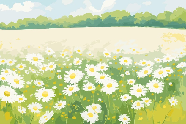 Vector vector blossoming flowers field nature border isolated