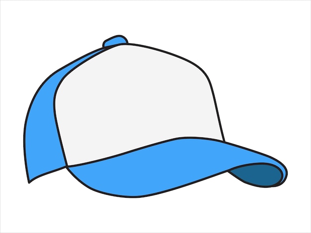 Vector vector blue baseball cap in angles view front. mockup baseball cap for design, cartoon.